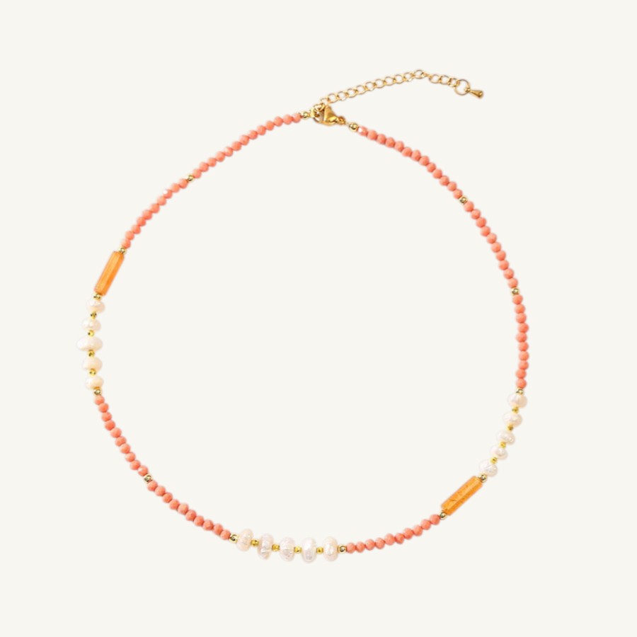 Paradise Pink Aventurine&Pearl Handmade Necklace Set