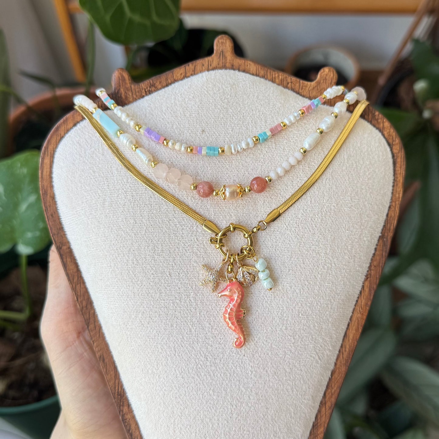Gold Chain Interchangeable Beach Theme Charms Necklace Set