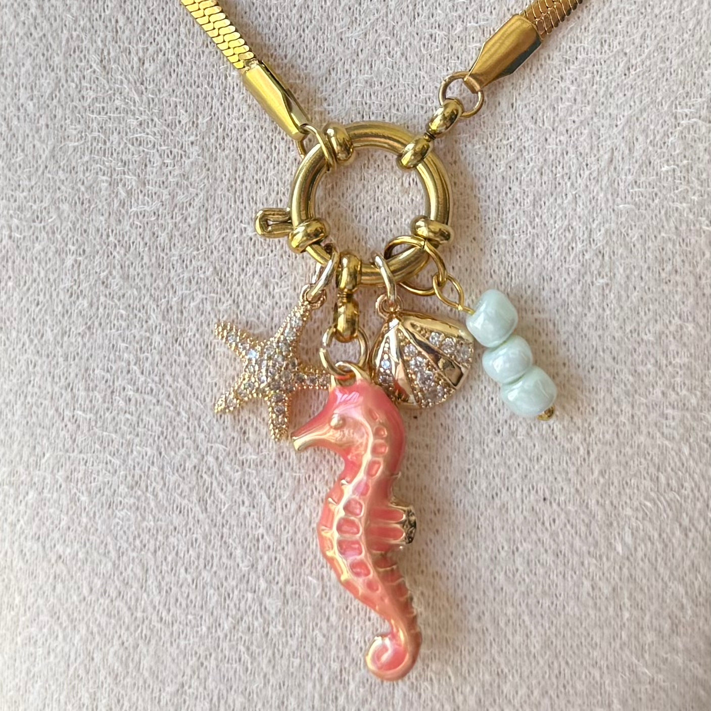 Gold Chain Interchangeable Beach Theme Charms Necklace Set