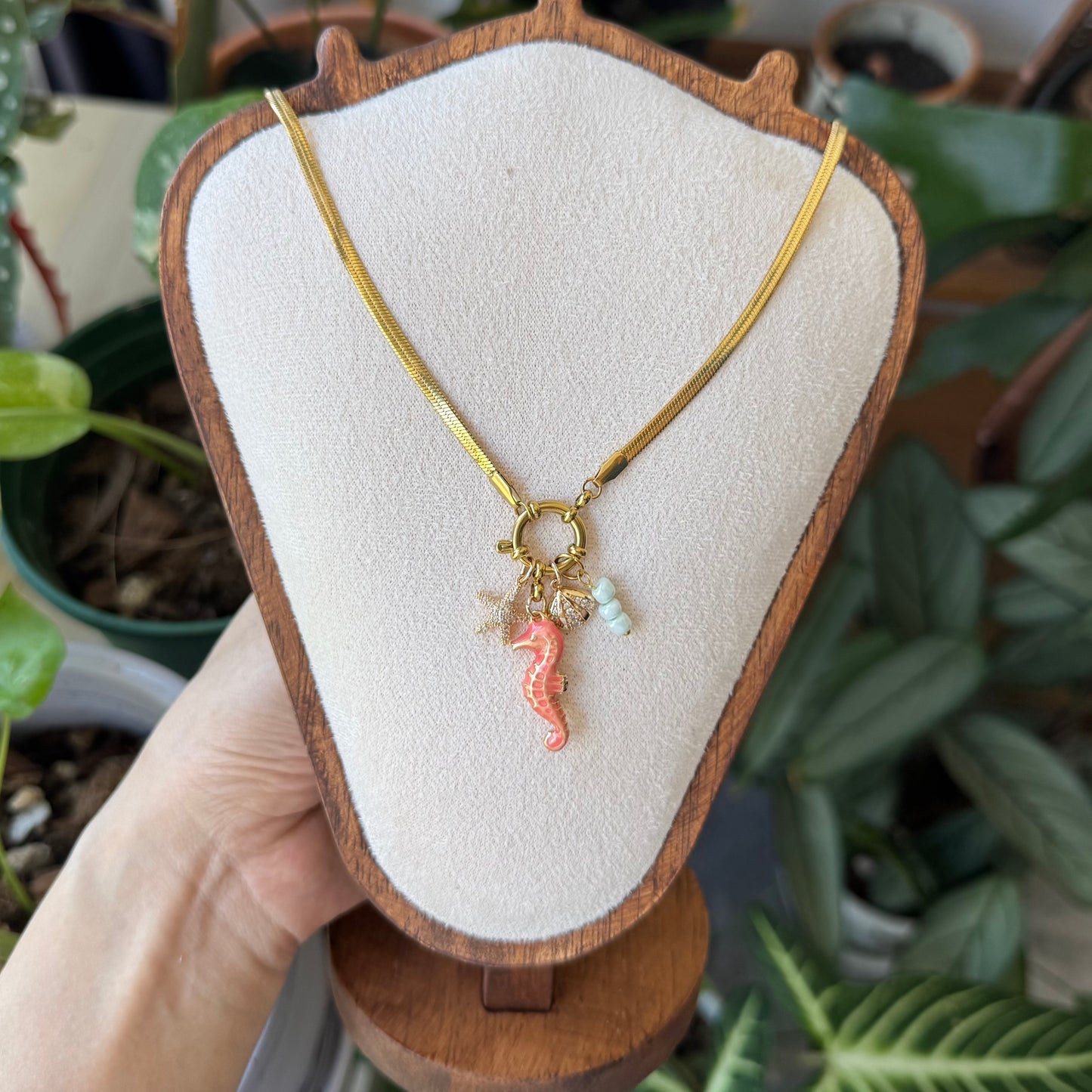 Gold Chain Interchangeable Beach Theme Charms Necklace Set