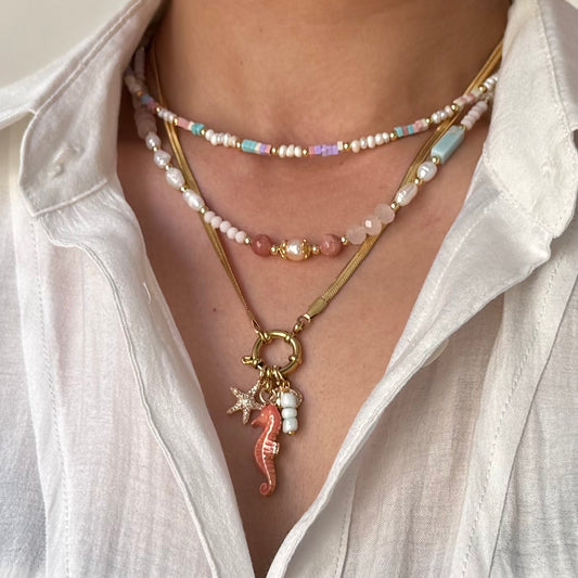 Gold Chain Interchangeable Beach Theme Charms Necklace Set