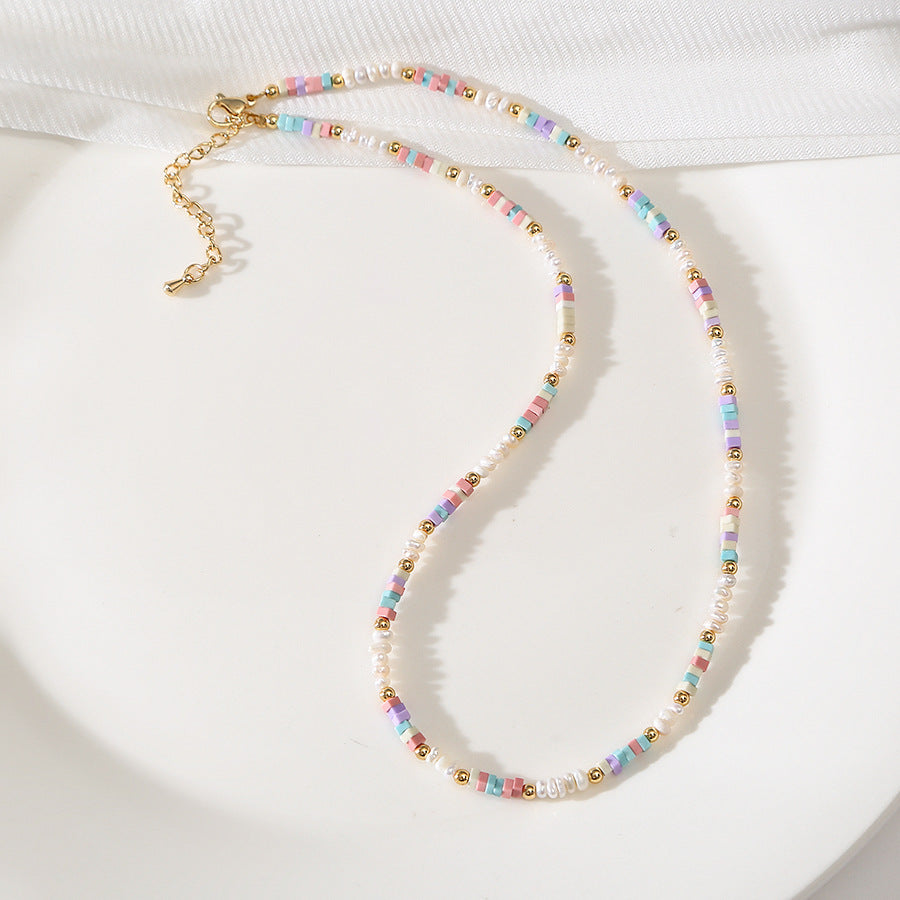 Pastel Agate &Pearl Handmade Necklace Choker Set