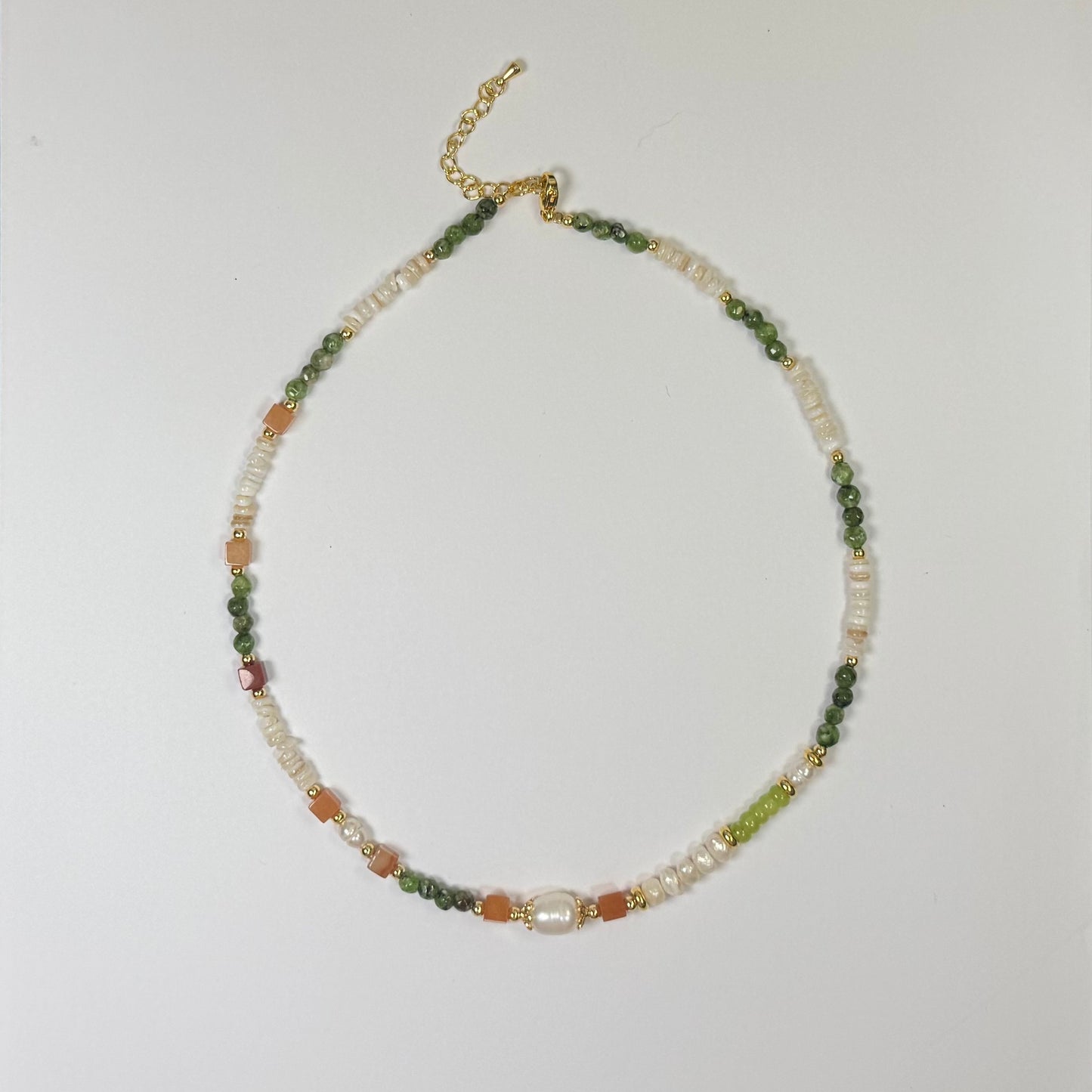 Nile Green Aventurine &Pearl Handmade Beaded Necklace Set