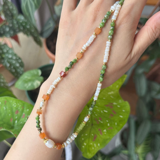 Nile Green Aventurine &Pearl Handmade Beaded Necklace Set