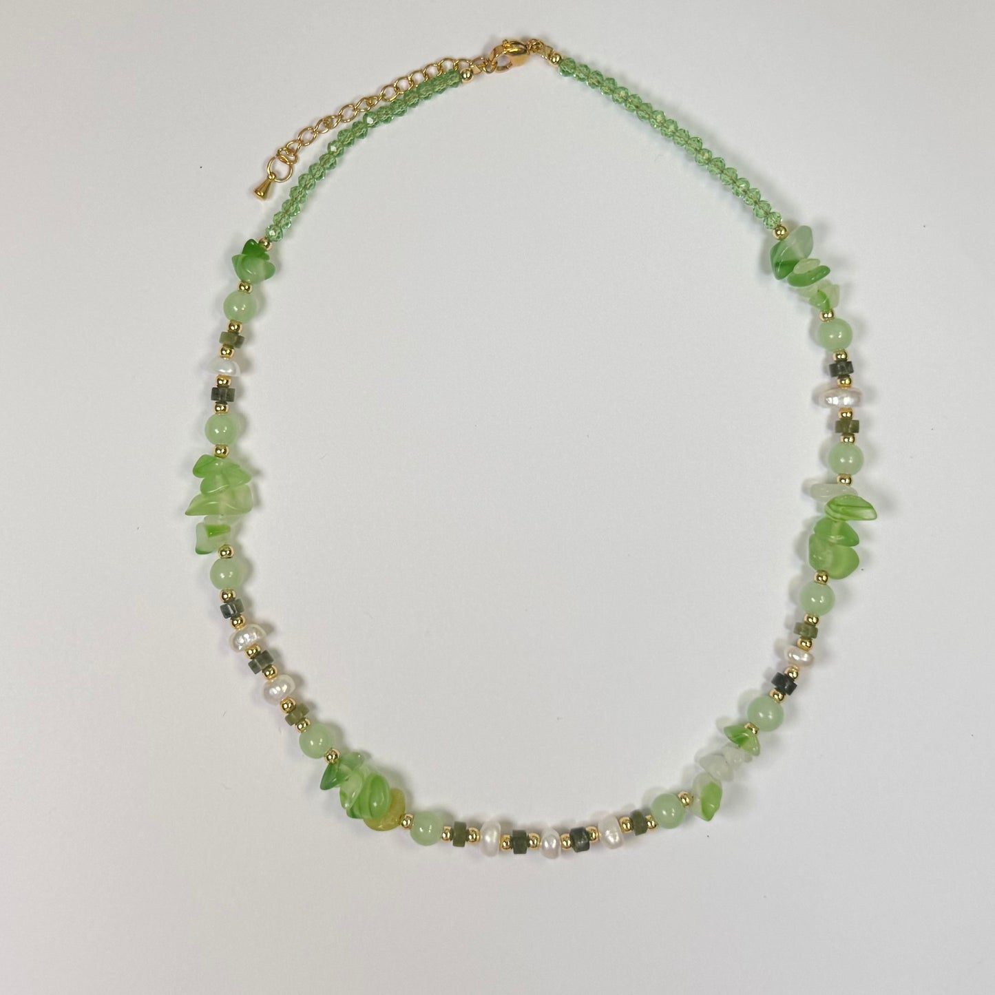 Parkside Dunes Green Agate &Pearl Handmade Beaded Necklace Set