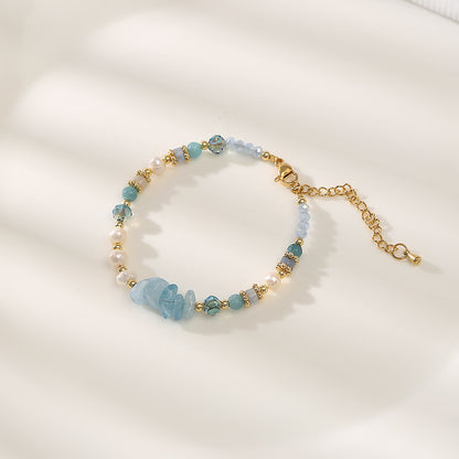 Majestic Blue Quartz& Pearls Handmade Beaded Necklace Set