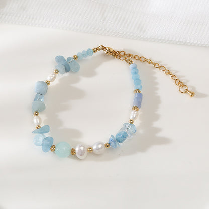Tear Drop Blue Quartz& Freshwater Pearl Handmade Necklace Set