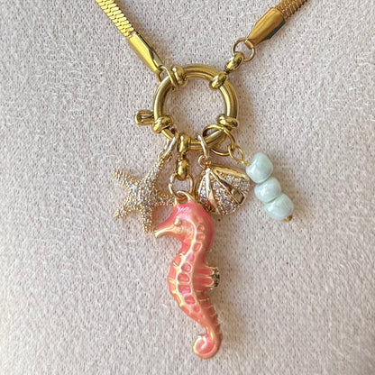 Gold Chain Interchangeable Beach Theme Charms Necklace Set