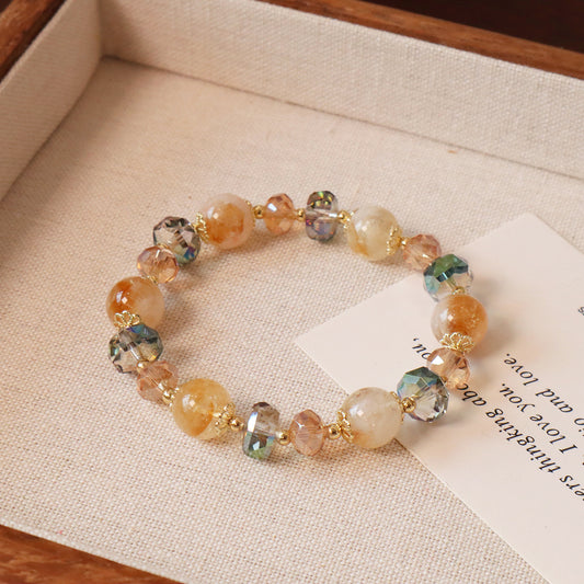 Honey Yellow Quartz& Citrine Handmade Crystal Bracelet