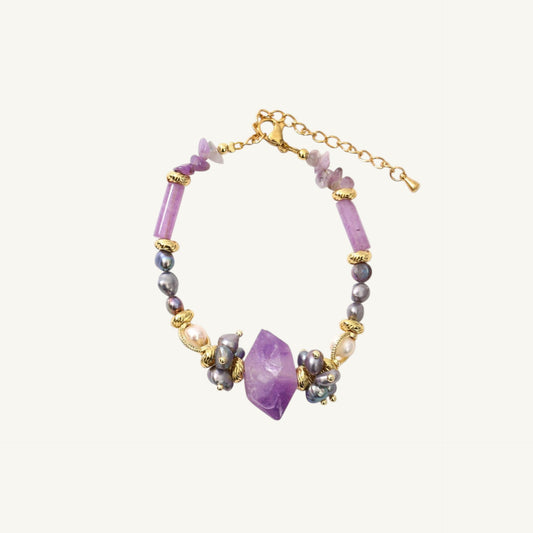Misty Lilac Purple Amethyst & Pearl Bracelet Homemade Bracelet