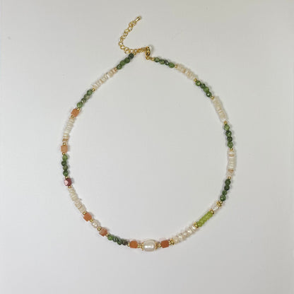Nile Green Aventurine &Pearl Handmade Beaded Necklace Set