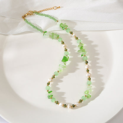 Parkside Dunes Green Agate &Pearl Handmade Beaded Necklace Set